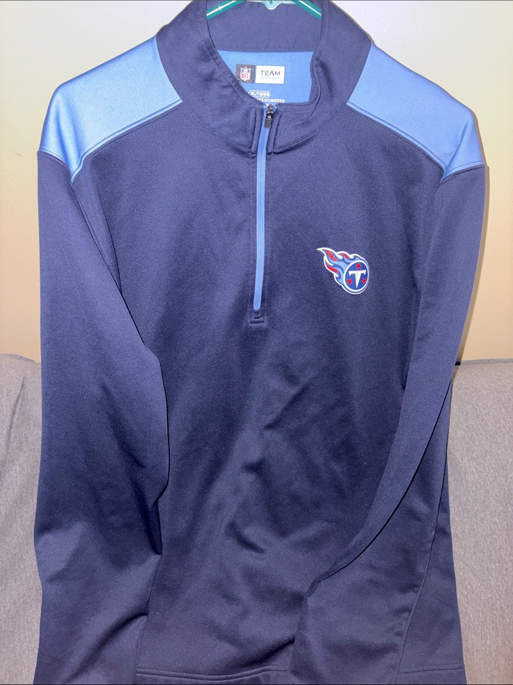 NFL Navy and Light Blue Tennessee Titans Quarter-Zip Pullover